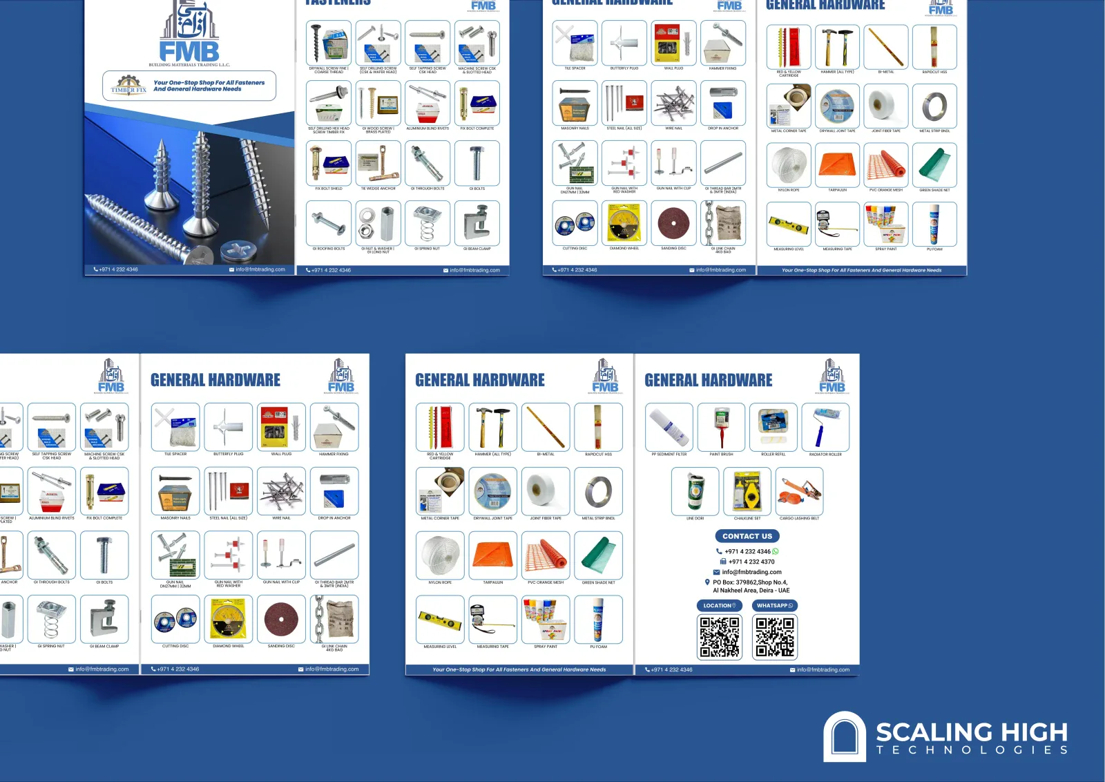 Catalog spread showing a labeled grid of screws, bolts and wall anchors.