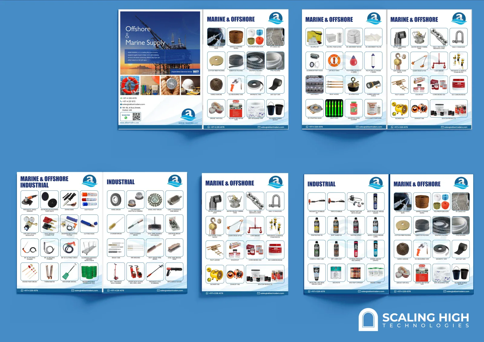 Catalog spread showing industrial maintenance and packing products for ship stores supply.
