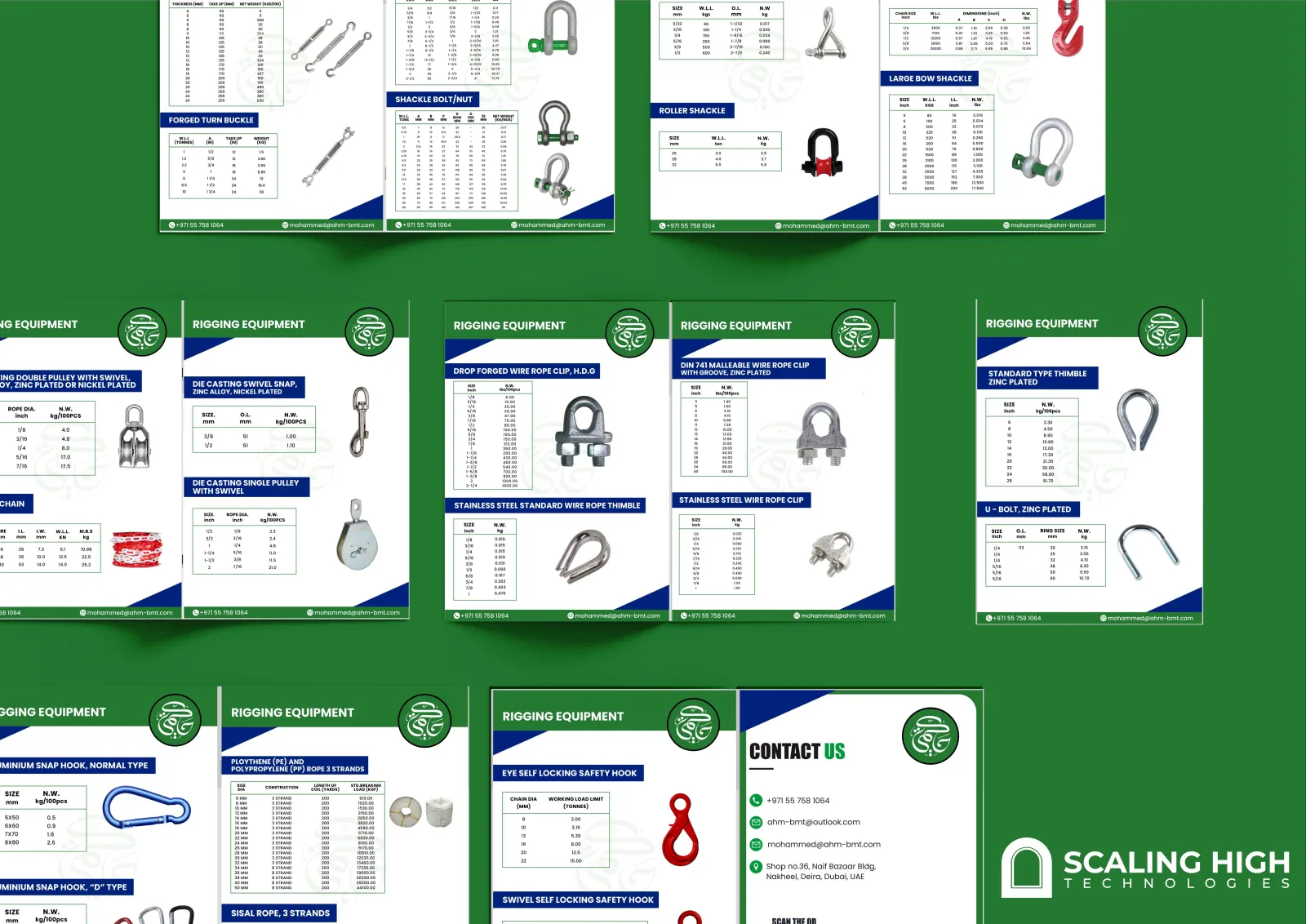 Catalog spread showing fasteners and marine valve fittings next to a gaskets and sheet materials page, with a branch contact directory.